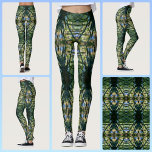 Legging Tropical Green Boho Chic<br><div class="desc">Projetado pela Nature! Estas leggings de tons tropicais de verde, azul e amarelo com luz e escuridão contrastantes são criadas da imagem fotográfica de olhar através das folhas de palma e pegar pistas do céu azul e da folhagem iluminada pelo sol. Sinta as Víblias Tropicais deste design bóquico intrincado. Esta...</div>