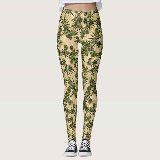 Legging Tropical havaiano de Camo do abacaxi (Frente)