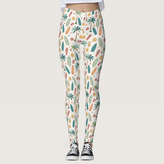 Legging Tropical Summer Beach Pattern (1) (Frente)
