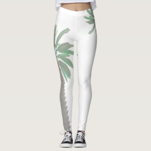 Legging Tropical Verde-Palmeira Estilizada Pastel