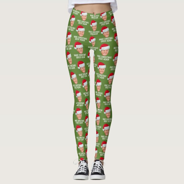 Legging Trump com Santa Hat - Faça Excelente de Natal nova (Frente)