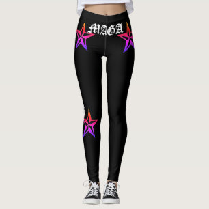 LEGGING TRUMP! MAGA! TATTOO RAINBOW NAUTICAL STARS, BLK