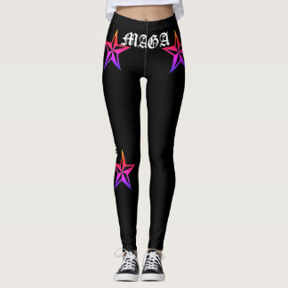 LEGGING TRUMP! MAGA! TATTOO RAINBOW NAUTICAL STARS, BLK