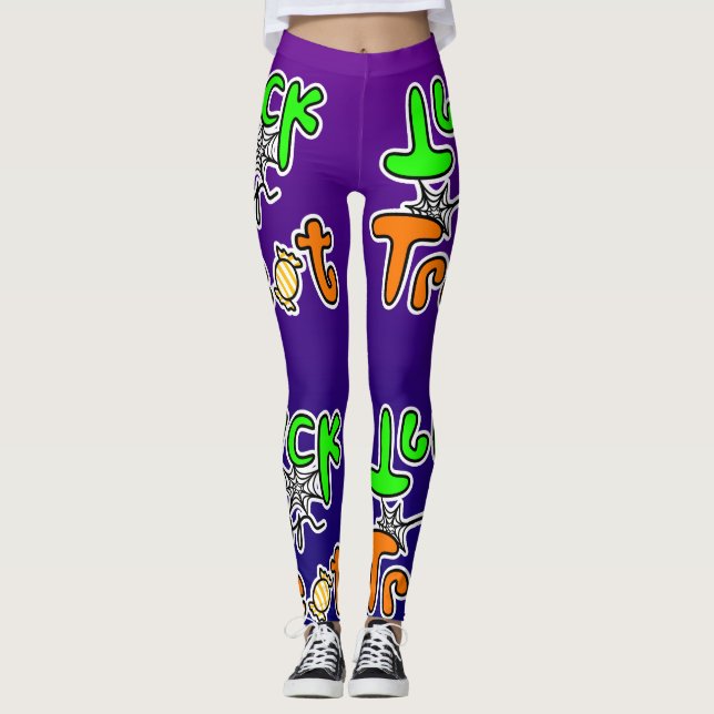Legging Truque ou tratamento de festas de Halloween (Frente)