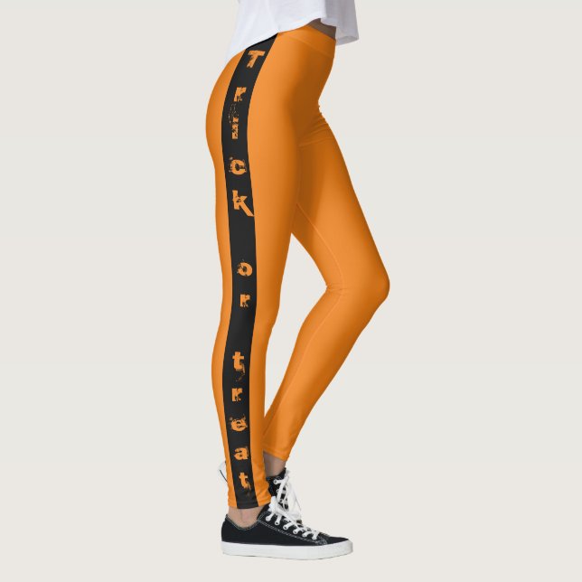 Legging Truque Preto e Laranja ou Tratar o Dia das Bruxas  (Direita)