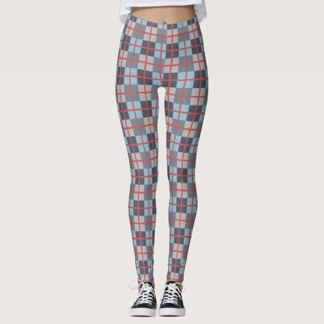 Legging Truta Cinza Azul Algodão Semente Laranja Padrão (Frente)