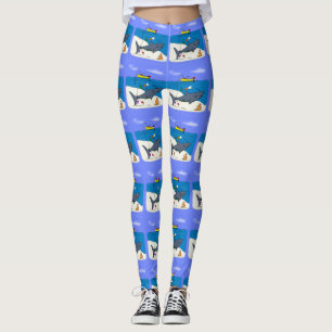 Legging Tubarão-cama engraçado e desenho animado