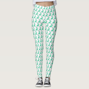 Legging tubarão sorridente desenho animado azul verde ocea