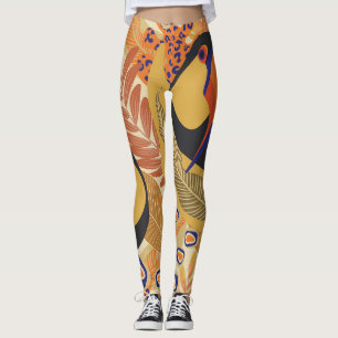 Legging Tucanos em galhos, padrão tropical perfeito.