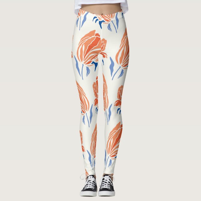 Legging Tulipa Barroca: Vintagem Botânica Linocut (Frente)