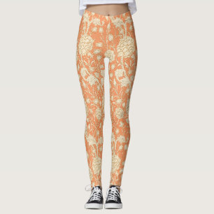 Legging Tulipa Selvagem Laranja Arte Floral de William Mor
