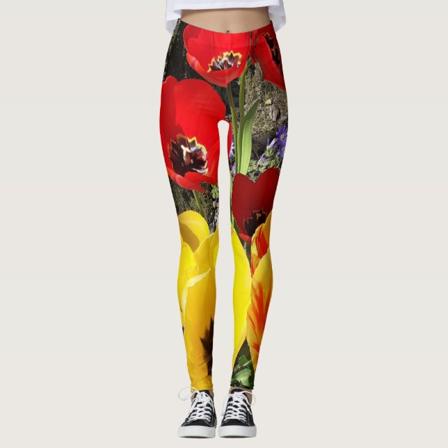 Legging Tulipas Amarelas e Vermelhas (Frente)