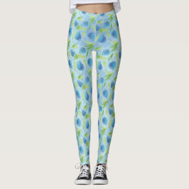 Legging Tulipas Azul e Verde