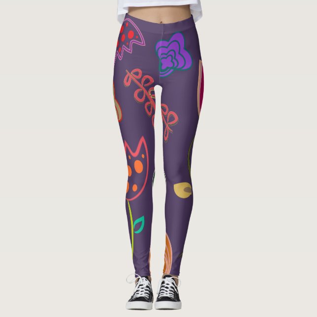 Legging Tulipas e flores coloridas (Frente)