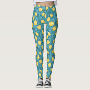 Legging Tulipas em azul e amarelo