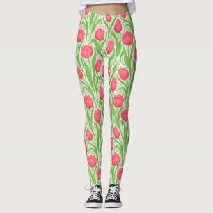 Legging Tulipas em vermelho e verde