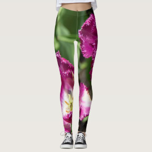 Legging Tulipas roxas fofas no jardim
