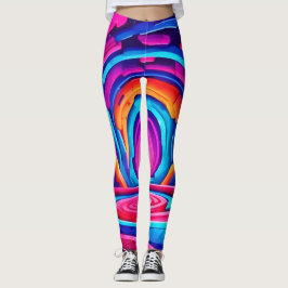 Legging Túnel de Arte Neon Geométrico Vibrante Design