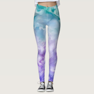 Legging Turbilhão de nuvens azul e roxa