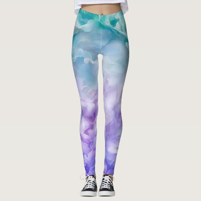 Legging Turbilhão de nuvens azul e roxa (Frente)