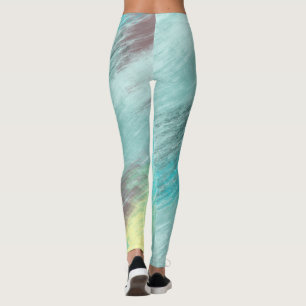 Legging Turquesa, Abstrato de mármore verde e Mauve