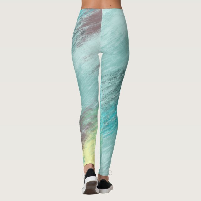 Legging Turquesa, Abstrato de mármore verde e Mauve (Verso)