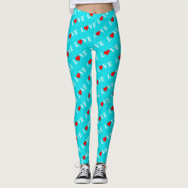 Legging Turquesa Aqua Blue Love Modern Elegn Na moda