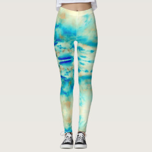 Legging Turquesa azul-abstrato