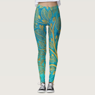 Legging Turquesa Blue e Dourada Árvore
