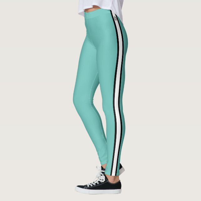 Legging Turquesa Branca Náutica Anchor Preto (Esquerda)