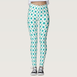 Legging Turquesa Brilhante e Geométrico Ogee Branco