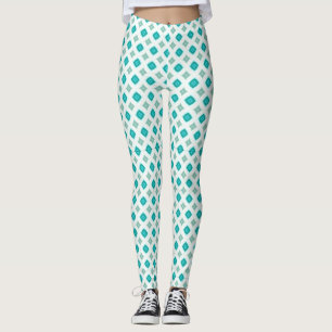 Legging Turquesa Brilhante e Geométrico Ogee Branco