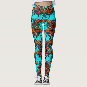 Legging turquesa da tinta do galo