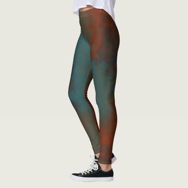 Legging Turquesa e Abstrato de ferrugem (Esquerda)