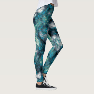 Legging Turquesa e Abstrato de mármore azul