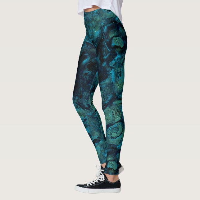 Legging Turquesa e Abstrato de mármore azul (Esquerda)