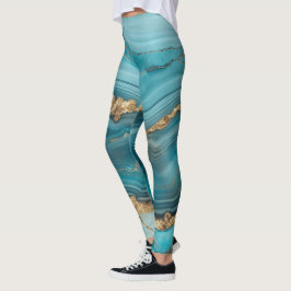 Legging Turquesa e agitação Dourada