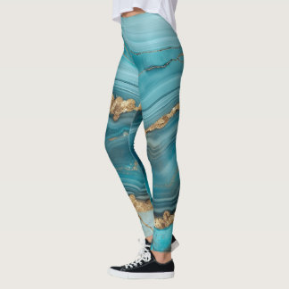 Legging Turquesa e agitação Dourada