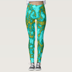 Legging Turquesa e Dourada