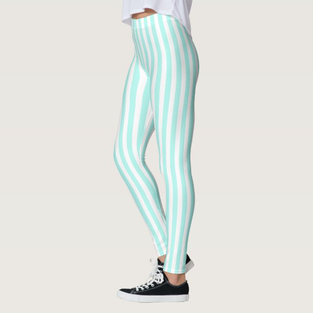 Legging Turquesa e listras doces brancas (Esquerda)