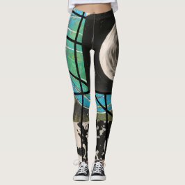 Legging Turquesa e listras pretas