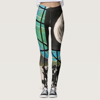 Legging Turquesa e listras pretas