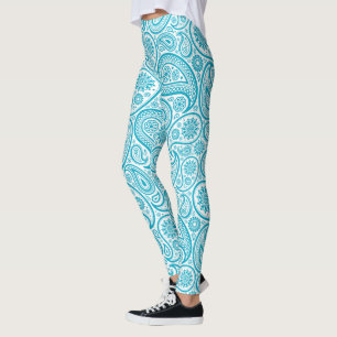 Legging Turquesa e padrão paisley de vinheta branca