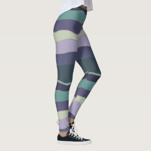 Legging Turquesa e tiras onduladas roxas