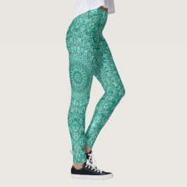 Legging Turquesa Mandala com simetria artificial
