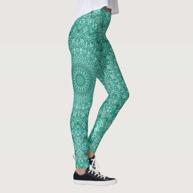 Legging Turquesa Mandala com simetria artificial (Direita)