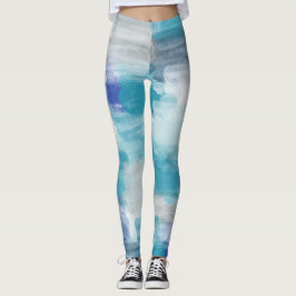 Legging Turquesa Moderna e Cinza Aquarela Abstrato