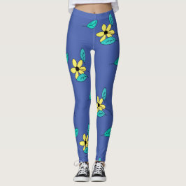 Legging Turquesa Pálida Deixa O Esboço Amarelo Da Flor