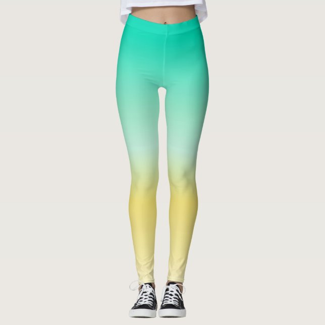 Legging Turquesa Socialita e Amarelo (Frente)