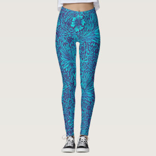 Legging Turquesa venenosa padrão floral roxo escuro